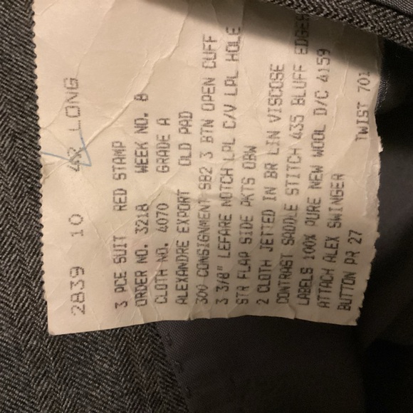 The Alexandre Collection Men Suit Jacket Blazer Size 42L Gray Pure New Wool - Picture 13 of 13